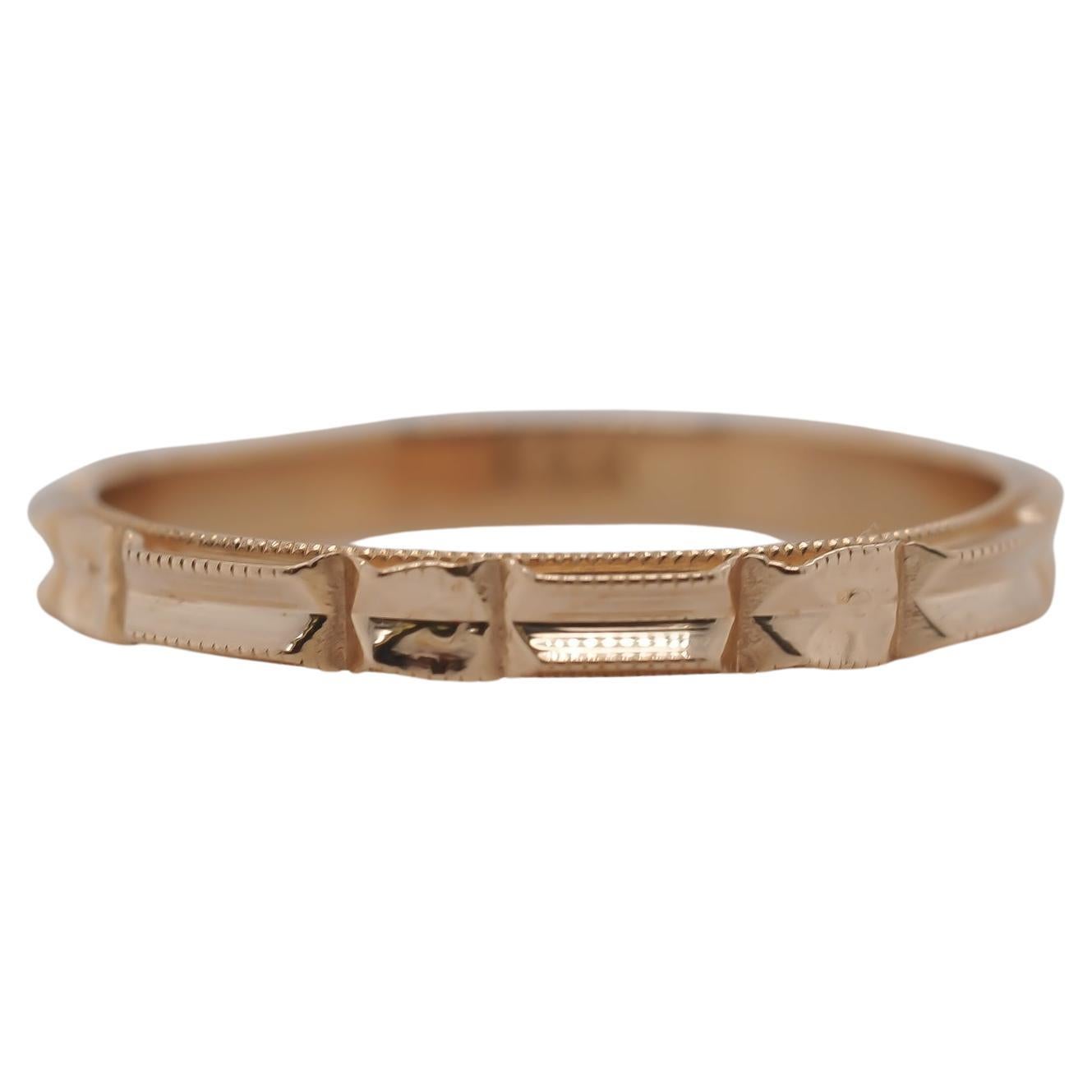 1920s 14k Yellow Gold Wedding Band Size 4.5