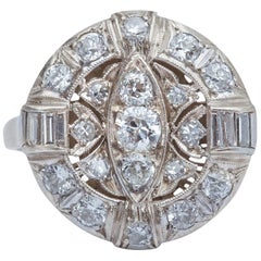 1920s 1.50 Carat Total Diamond Platinum Engagement Ring