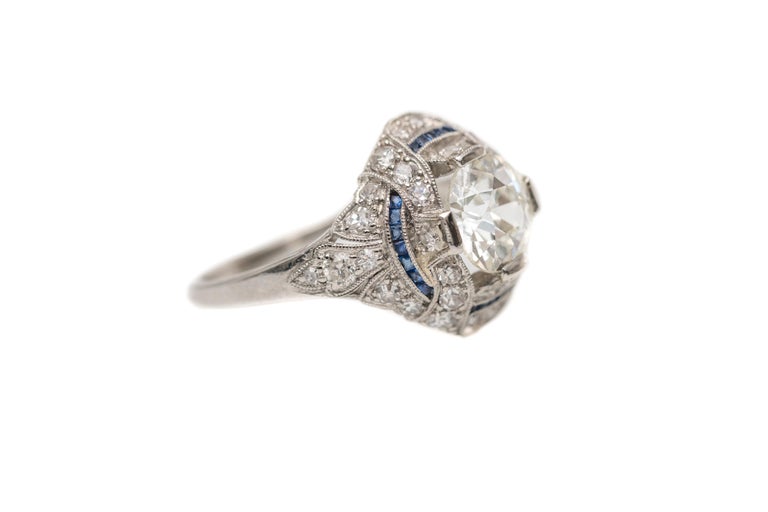 1920s 1.59 Carat Diamond Art Deco Platinum Ring with French Cut ...