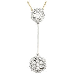 Antique 1920s 1.65 Carat Diamond and Yellow Gold Necklace