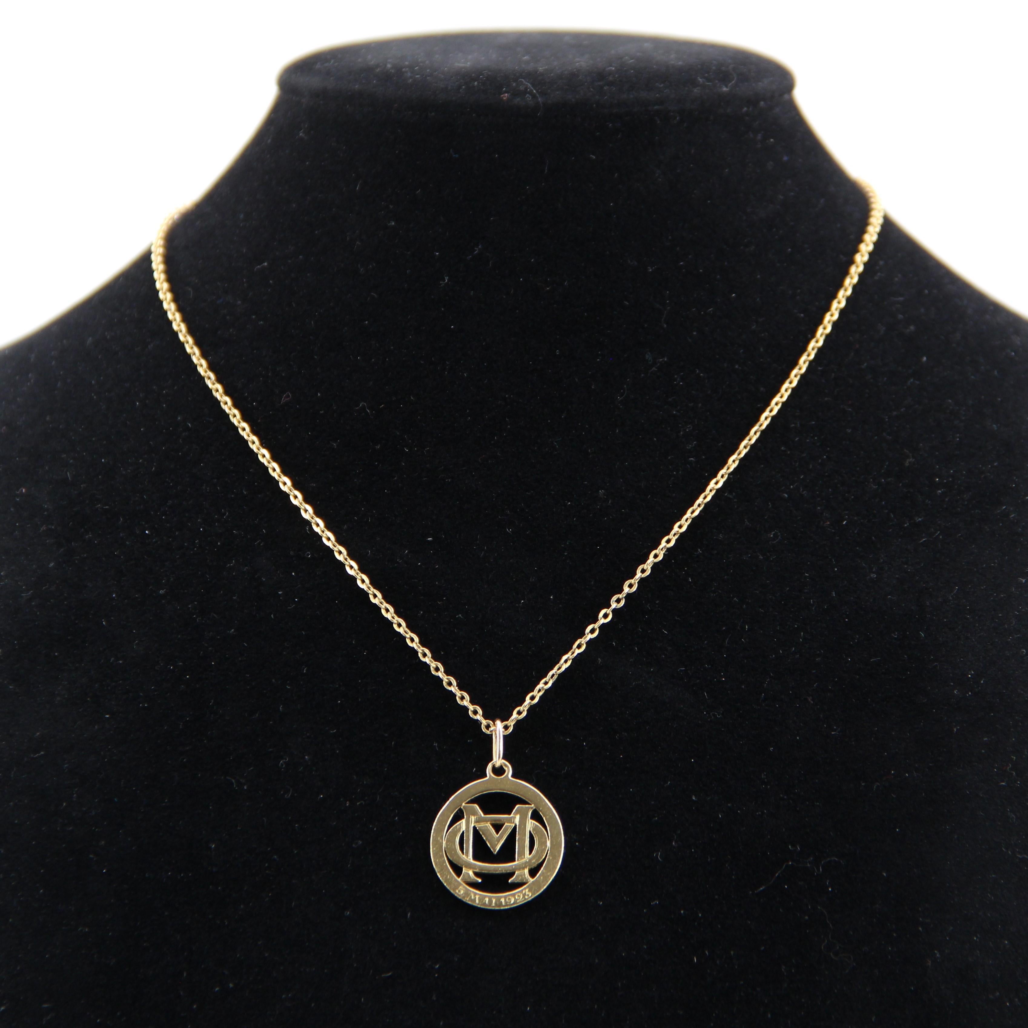 1920s 18 Karat Yellow Gold Initials Pendant Necklace In Good Condition For Sale In Poitiers, FR