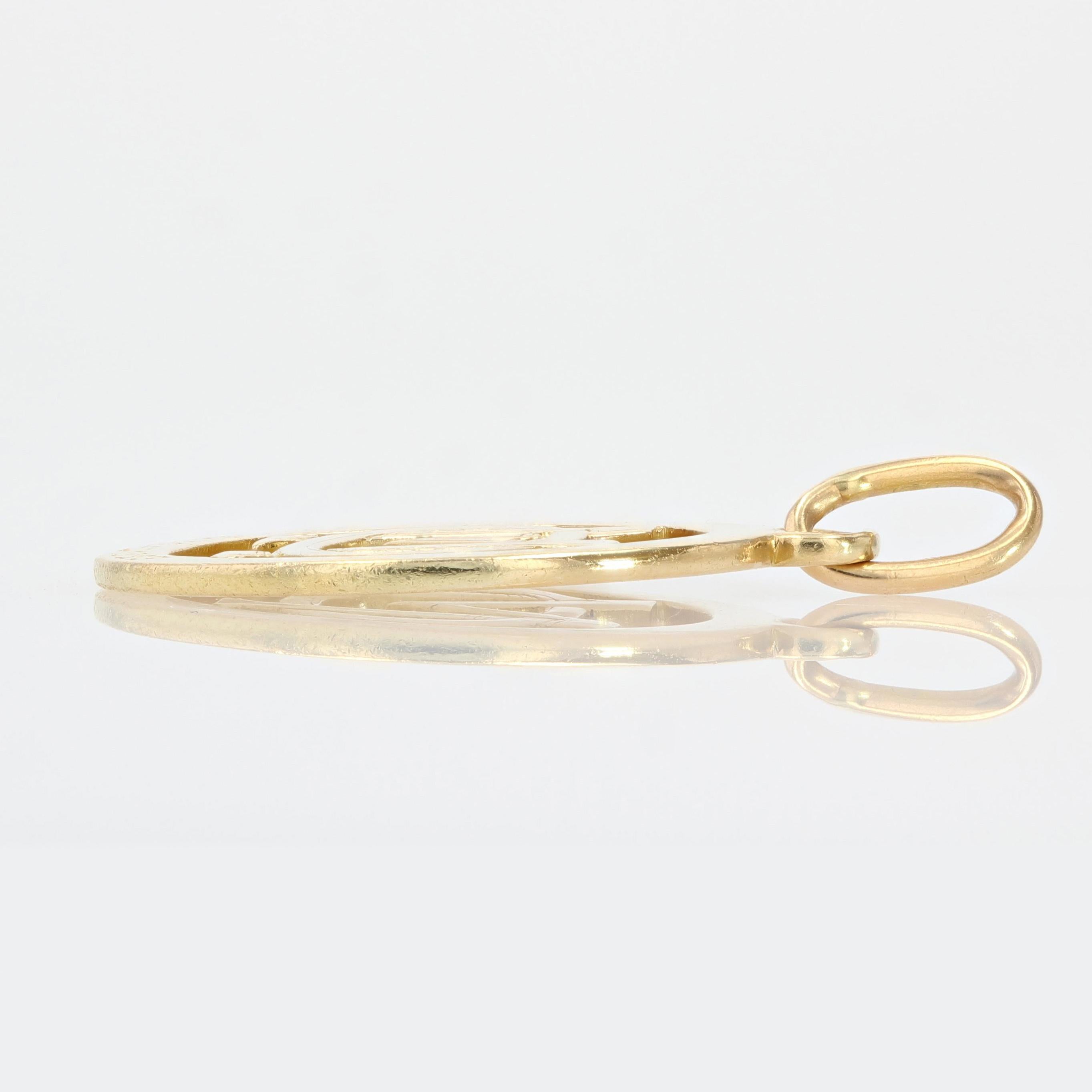 Women's 1920s 18 Karat Yellow Gold Initials Pendant Necklace For Sale