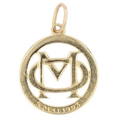 Antique 1920s 18 Karat Yellow Gold Initials Pendant Necklace