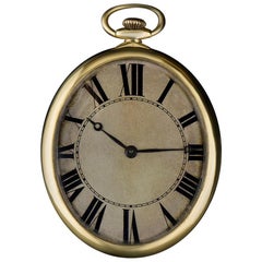 1920s 18 Karat Yellow Gold Silver Roman Dial Antique Pocket Watch