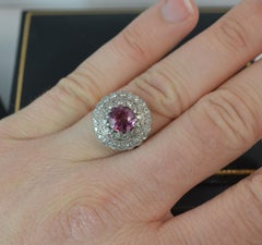1920s 18 Carat Gold and Platinum Spinel and Diamond Target Halo Cluster Ring