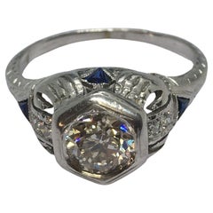 1920s 18K Gold Art Deco 0.92 Ct Diamond Used Ring Handmade American Size 7.25