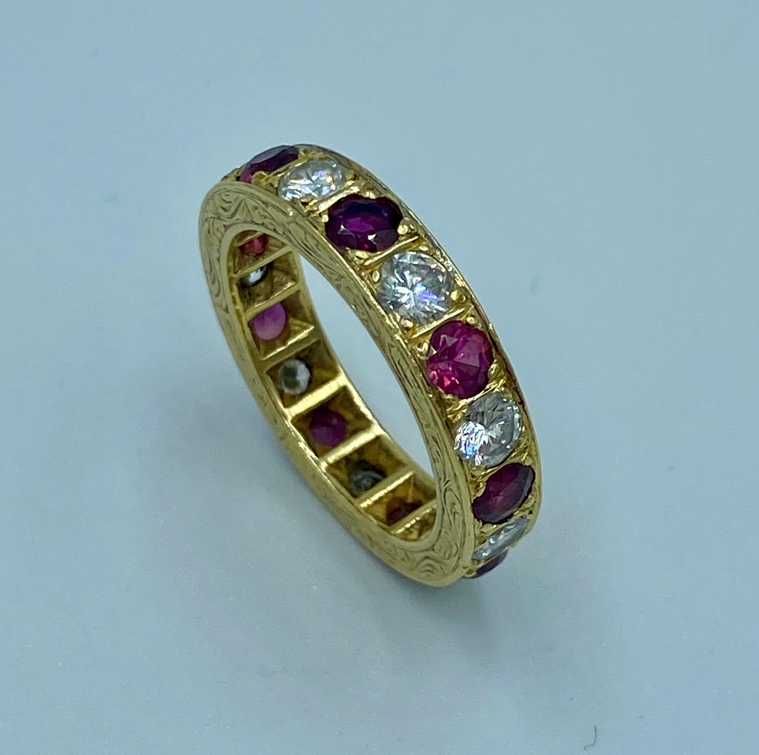 1920s 18k gold old European cut diamond and ruby engagement ring For Sale 1