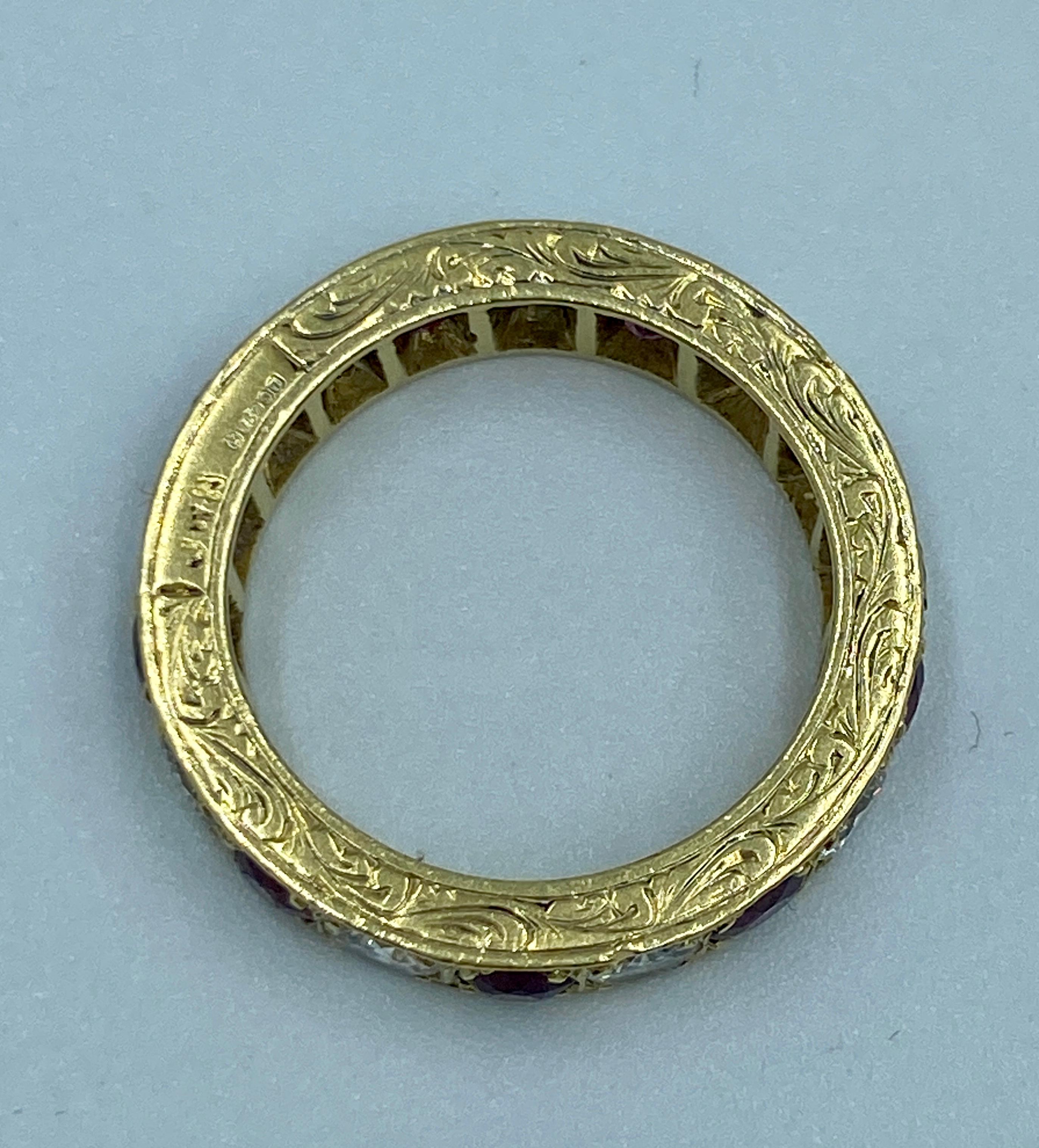 1920s 18k gold old European cut diamond and ruby engagement ring For Sale 2