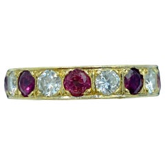 1920s 18k gold old European cut diamond and ruby engagement ring