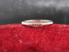 1920s 18K White Gold Engraved Wedding Band Size 6.75