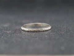 1920s 18K White Gold Engraved Wedding Band Size 6.75