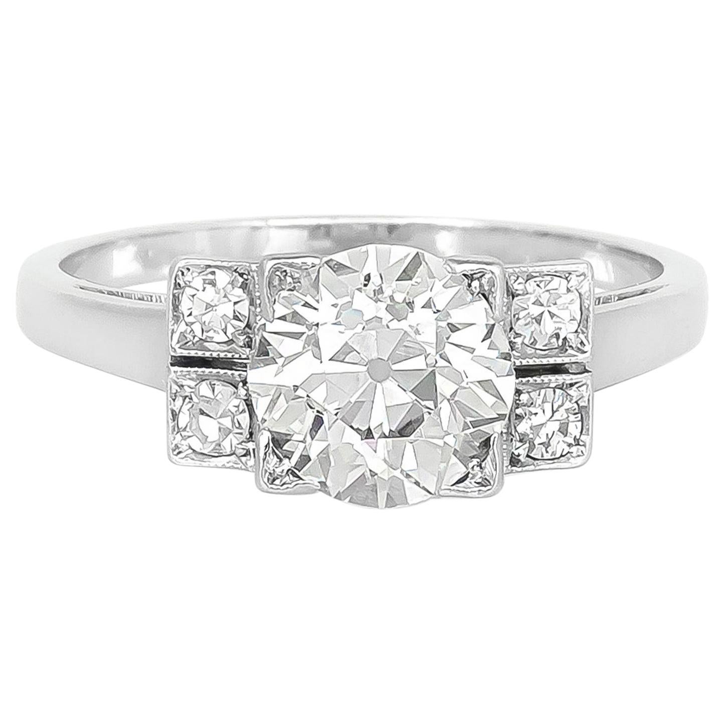 1920s-1930s 1.30 Carat as Center Dia and 0.20 More Carat Engagement Ring For Sale