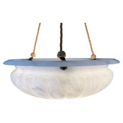 1920s–1930s Alabaster Bowl Plafonnier – 40 cm – Staple Repaired & Rewired