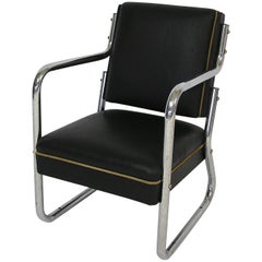 1920s-1930s Art Deco Chrome and Leather Salesman Sample Chair