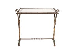 1920s-1930s Art Deco Flapper Girl Iron and Glass Small Side Table