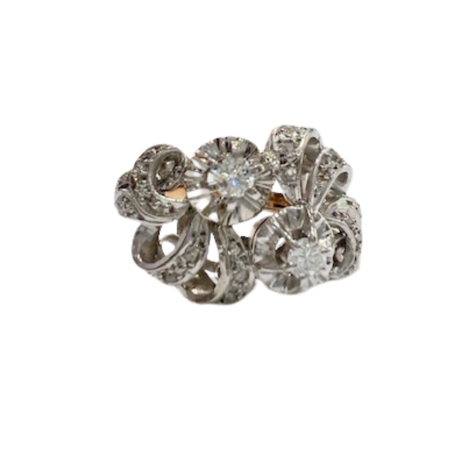 Anillo de oro de 18 quilates y platino estilo art déco de los años 1920-1930 de 0,60 quilates de diamantes en Bueno estado para la venta en MADRID, ES