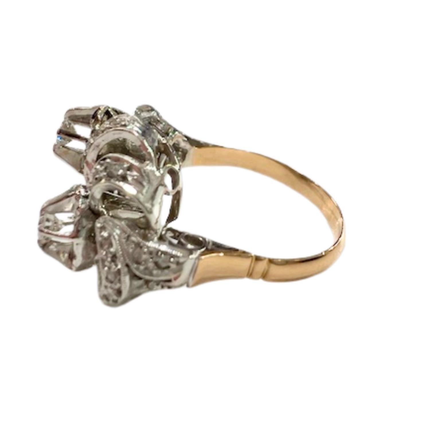 De las mujeres Anillo de oro de 18 quilates y platino estilo art déco de los años 1920-1930 de 0,60 quilates de diamantes en venta