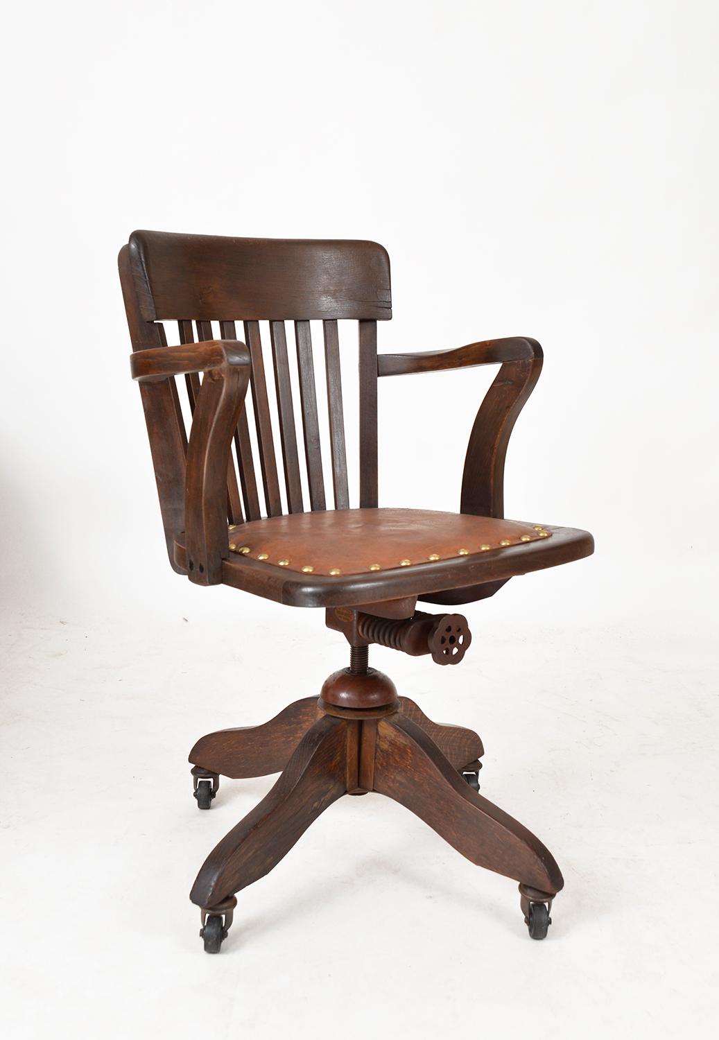 A fantastic example of a 1920s/30s oak and leather 