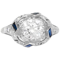 1920s-1930s Filigree with Diamond and Sapphire Engagement Ring