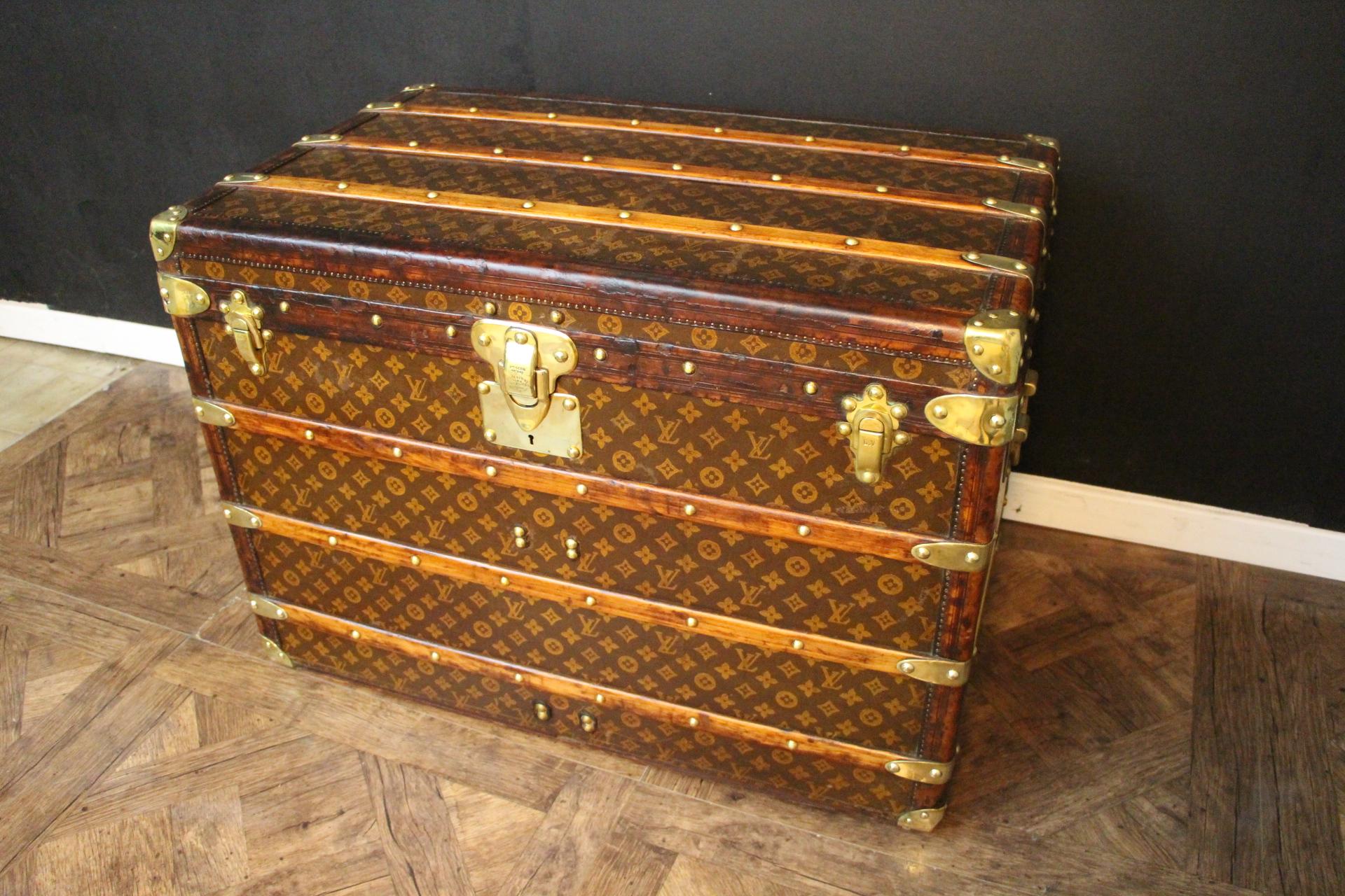 Early 20th Century 1920's-1930's Louis Vuitton Trunk in Monogram, 80 cm Louis Vuitton Steamer Trunk For Sale