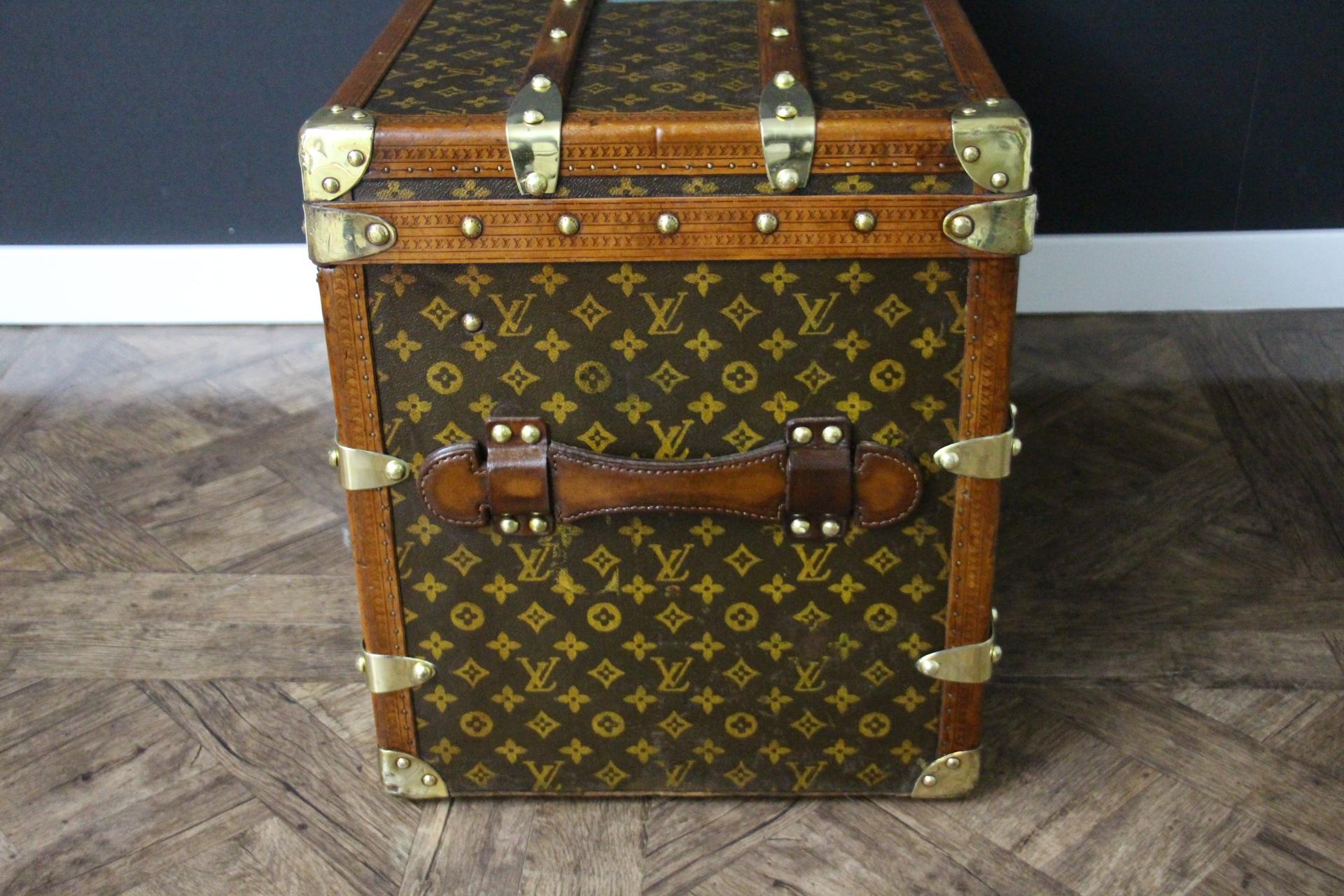 Brass 1920's-1930's Louis Vuitton Trunk in Monogram, 80 cm Louis Vuitton Steamer Trunk