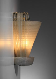 1920s-1930s Murano glass wall lamp, Seguso style, in pulegoso glass