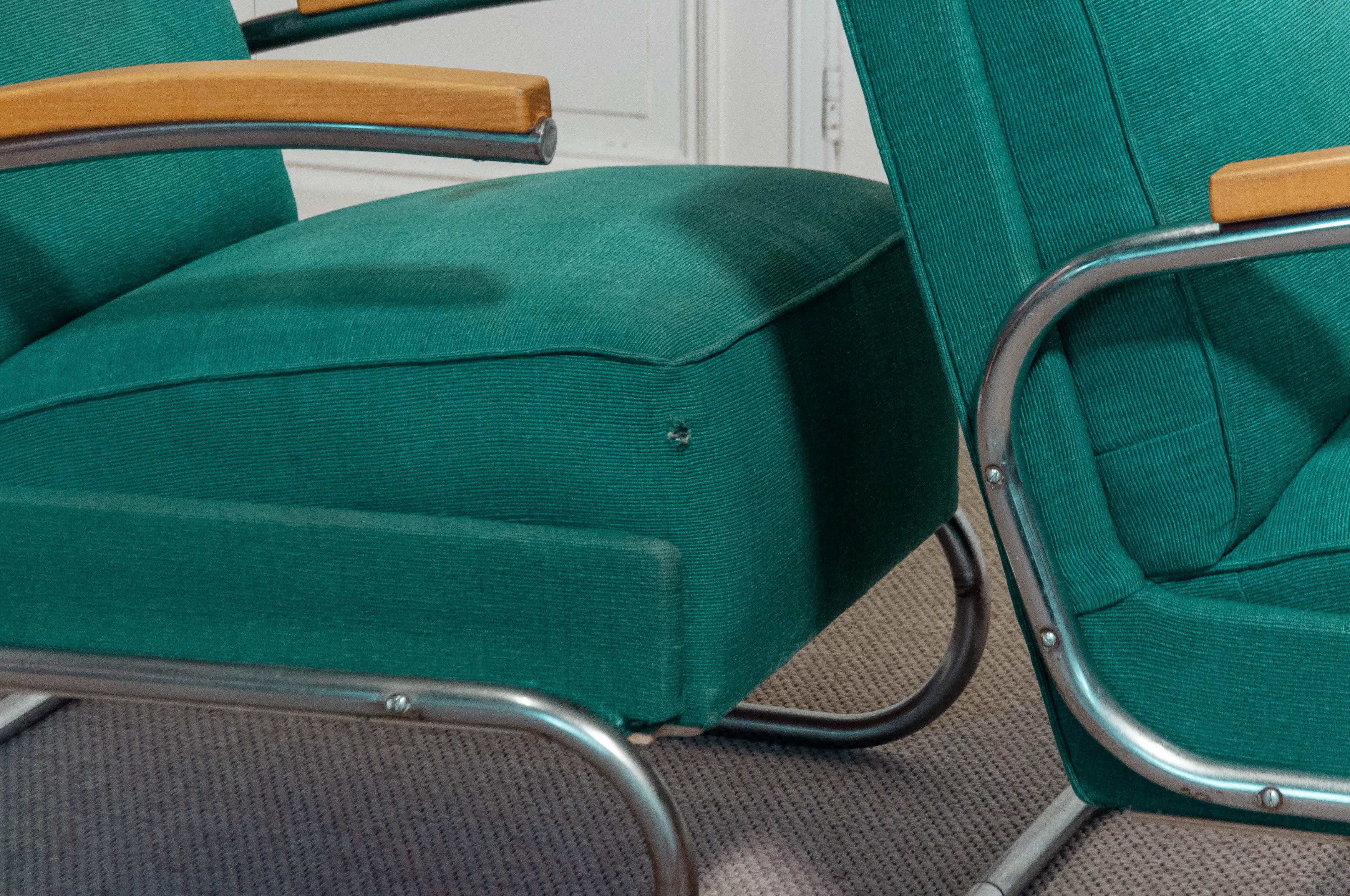 Early 20th Century 1920s-1930s Pair of Bauhaus-style lounge chairs by Mücke & Melder For Sale