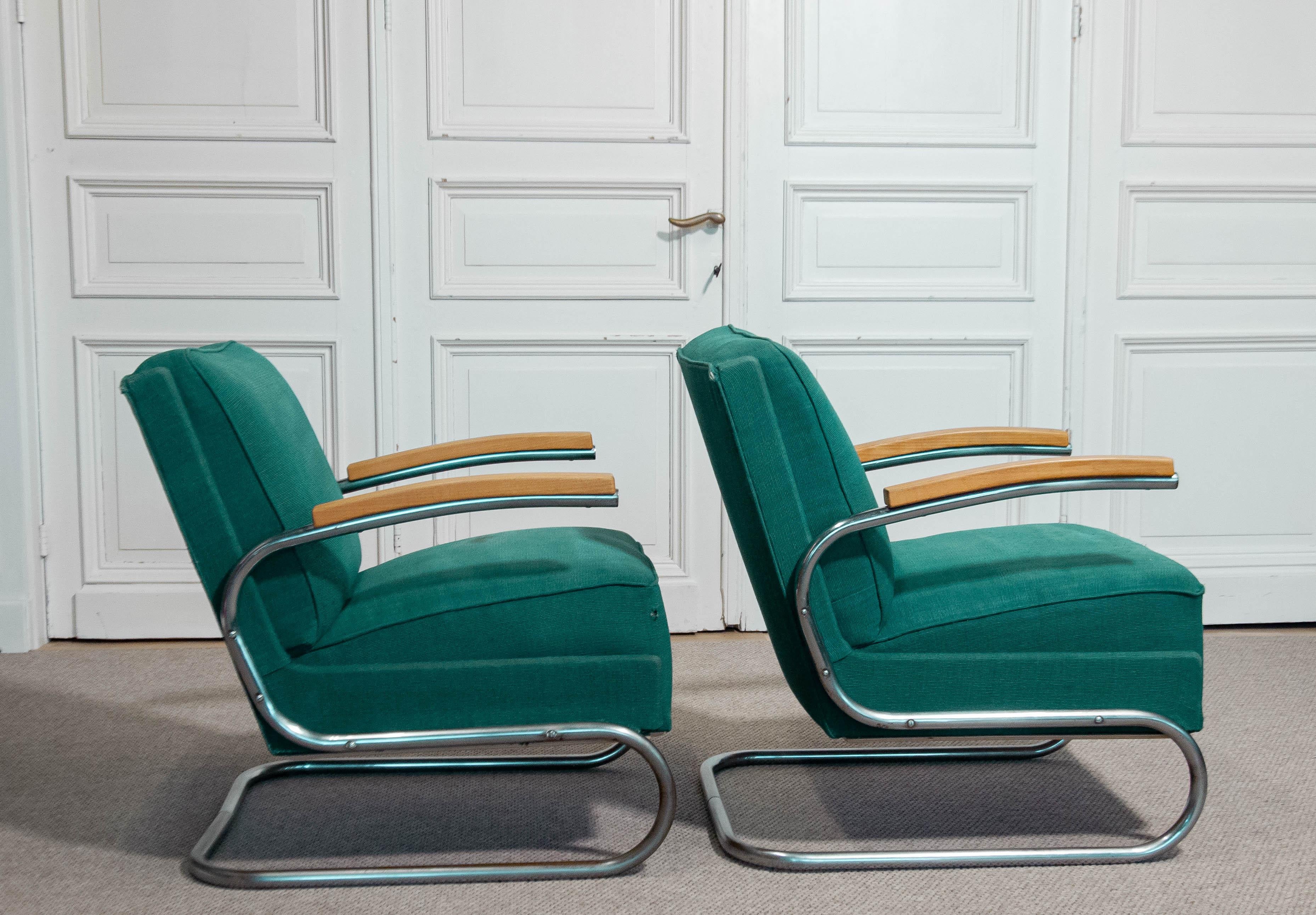 1920s-1930s Pair of Bauhaus-style lounge chairs by Mücke & Melder For Sale 1