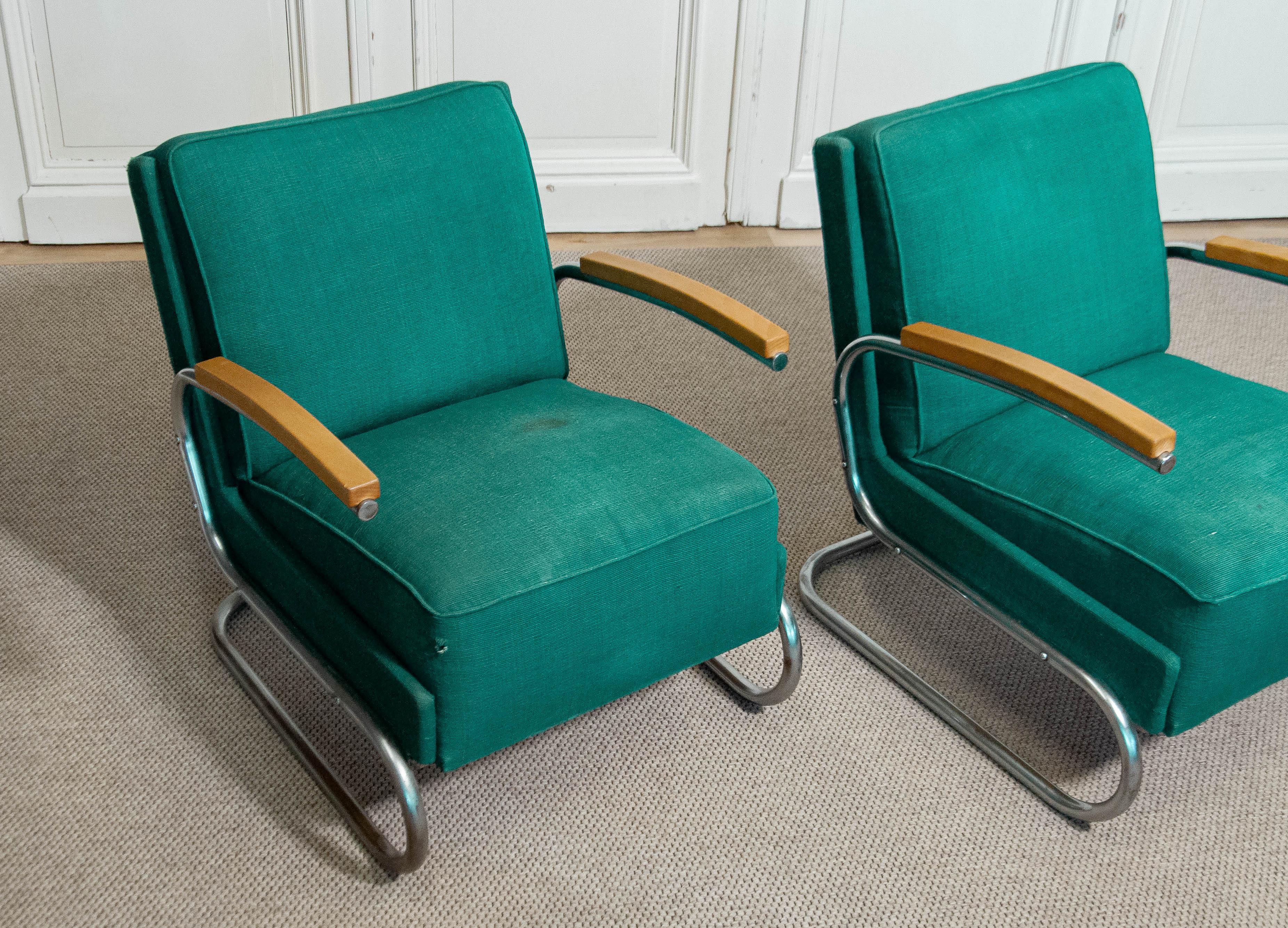 1920s-1930s Pair of Bauhaus-style lounge chairs by Mücke & Melder For Sale 2