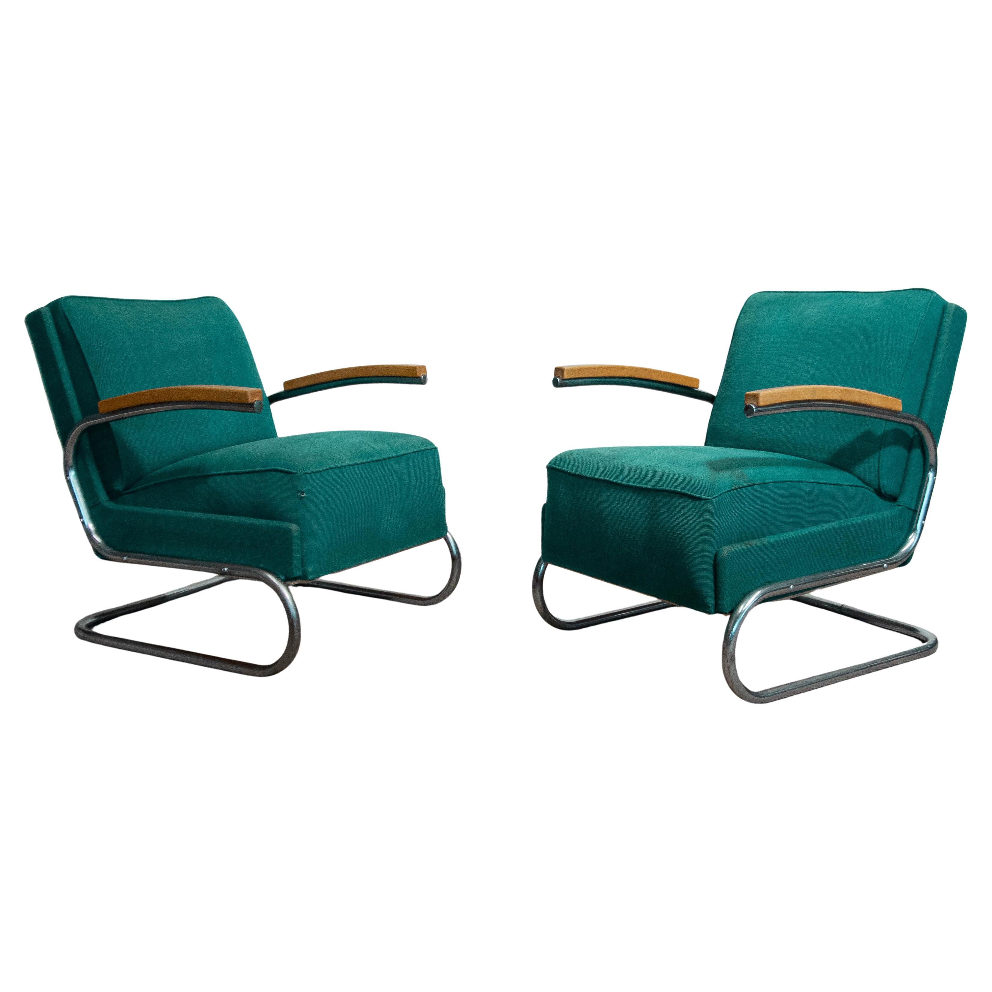 1920s-1930s Pair of Bauhaus-style lounge chairs by Mücke & Melder For Sale