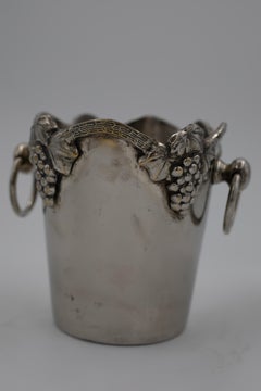 1920s–1940s Silver-Plated Miniature Champagne Bucket with Grape & Vine Motif