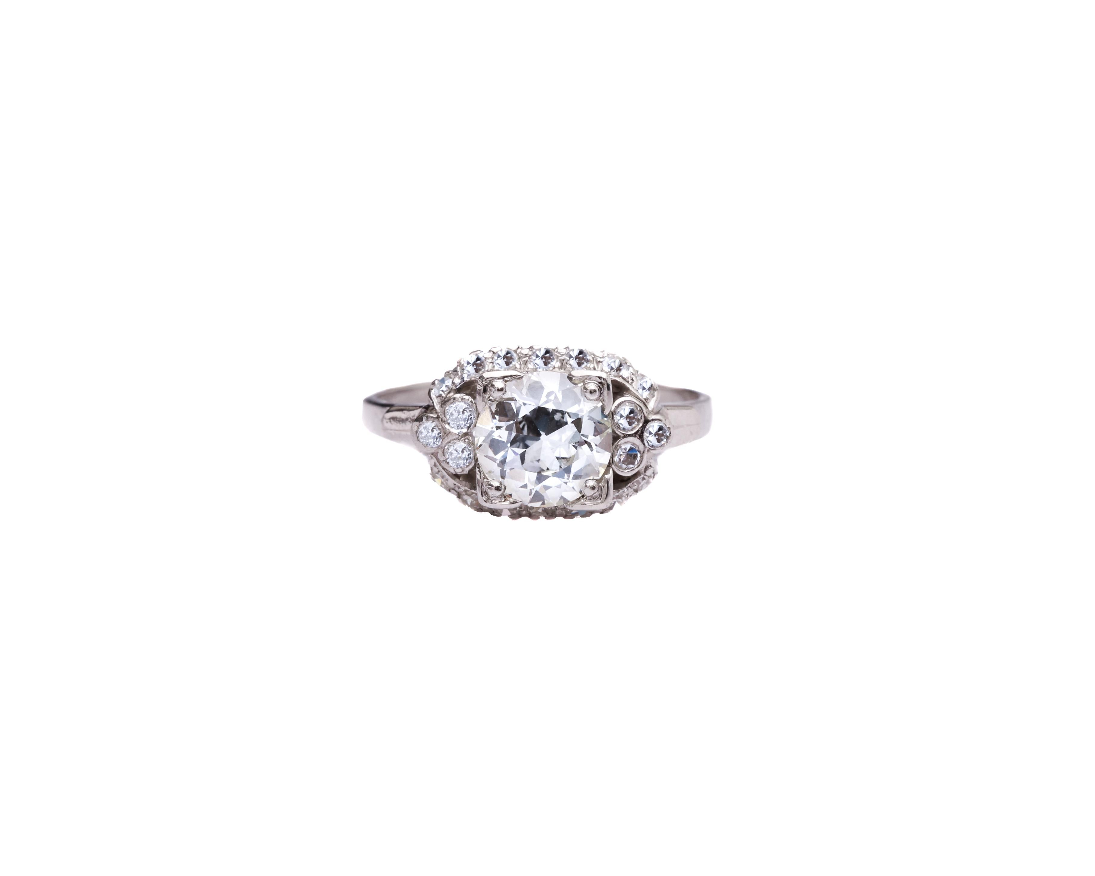1920s 2 Carat Total Old European Diamond Platinum Engagement Ring For ...