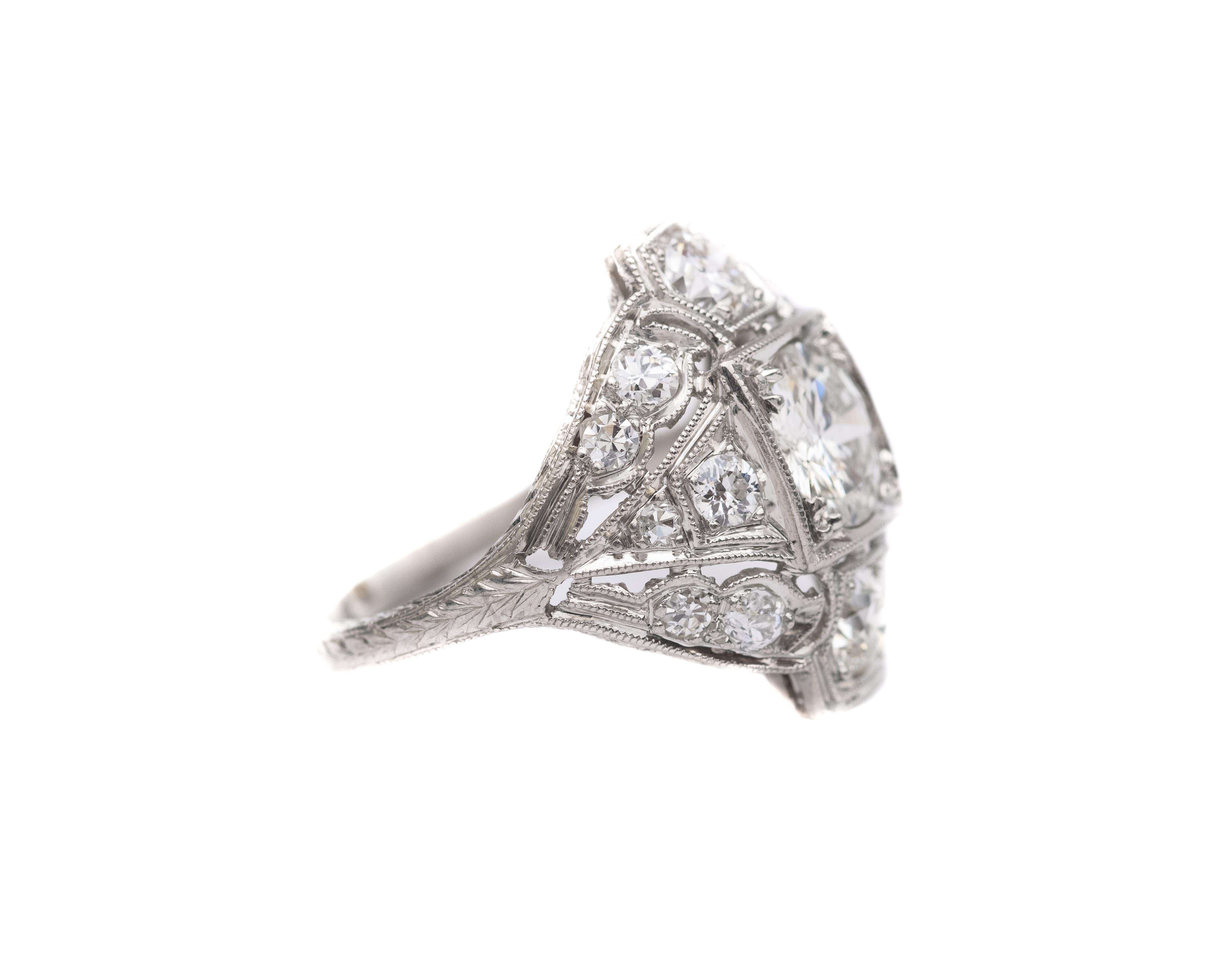 1920er Jahre Verlobungsring aus Platin mit 2,09 Karat Platin-Diamant (Art déco)
