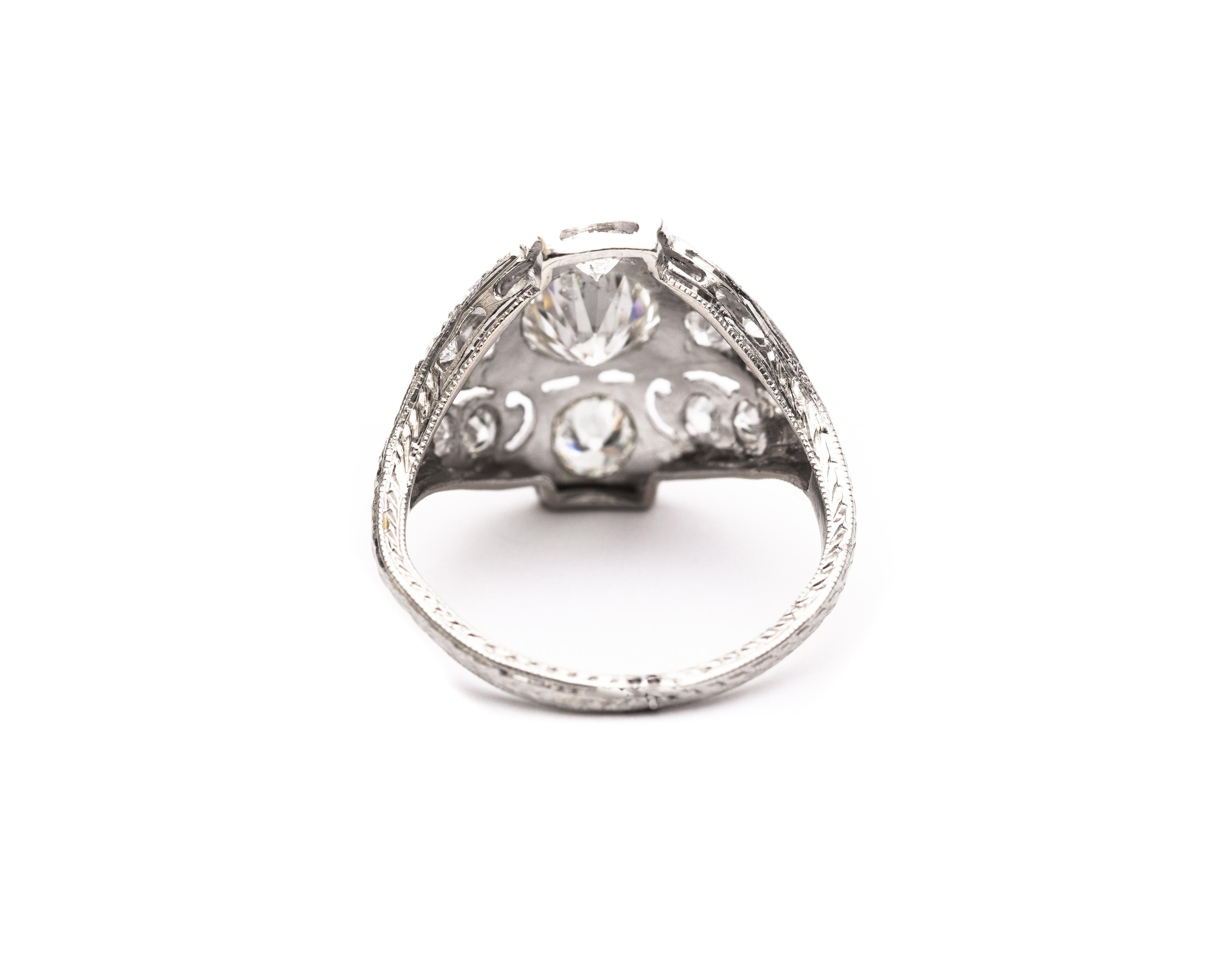 1920er Jahre Verlobungsring aus Platin mit 2,09 Karat Platin-Diamant (Alteuropäischer Schliff)