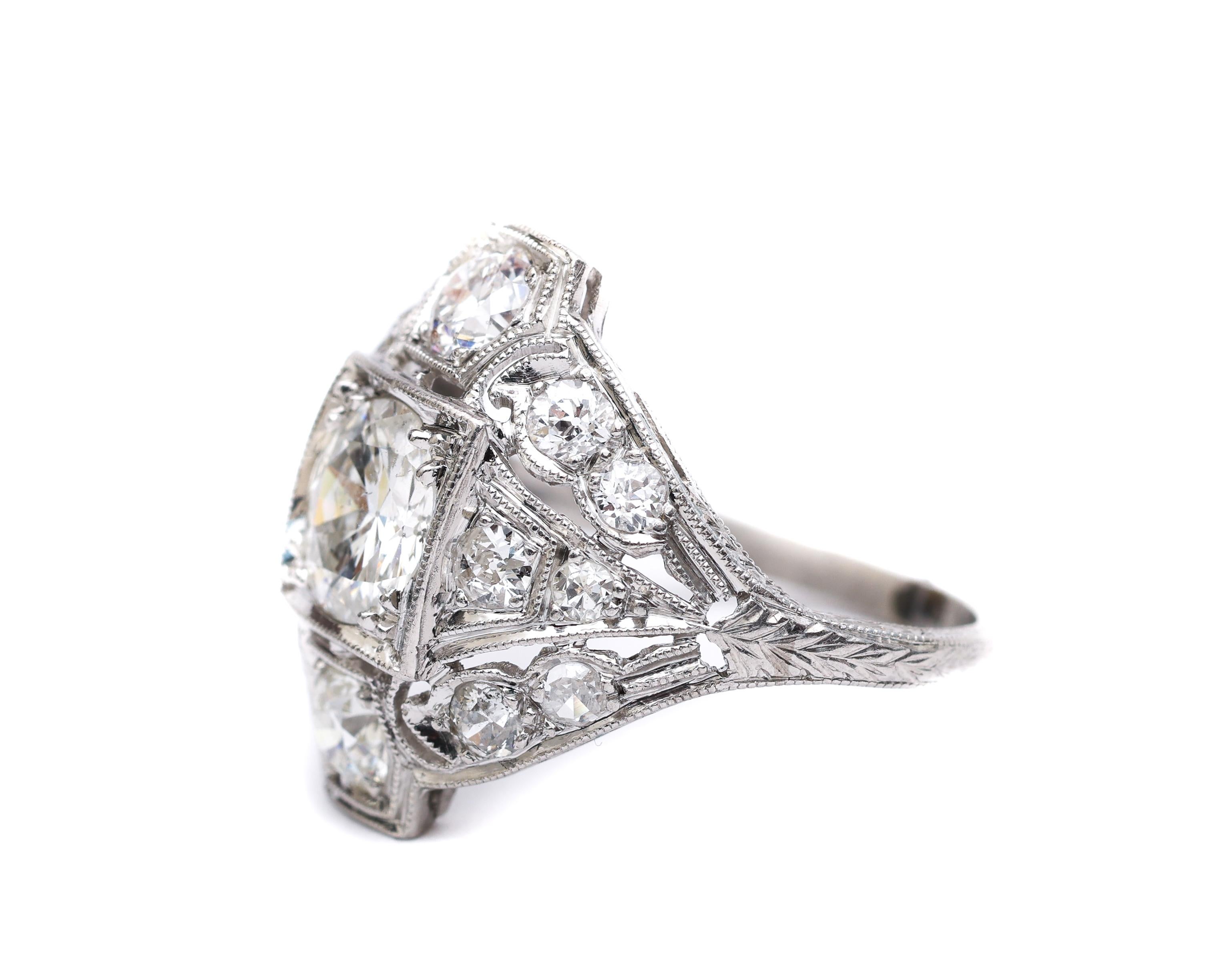 1920er Jahre Verlobungsring aus Platin mit 2,09 Karat Platin-Diamant im Zustand „Hervorragend“ in Hicksville, NY