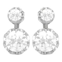 1920s 2.64 Carat Diamond and Yellow Gold Drop Earrings