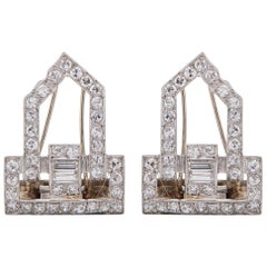 1920s 3 Carat Total Diamond Platinum Fur Clips