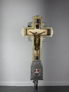 1920s /30s Art Deco Cast Aluminum and Neon Crucifix