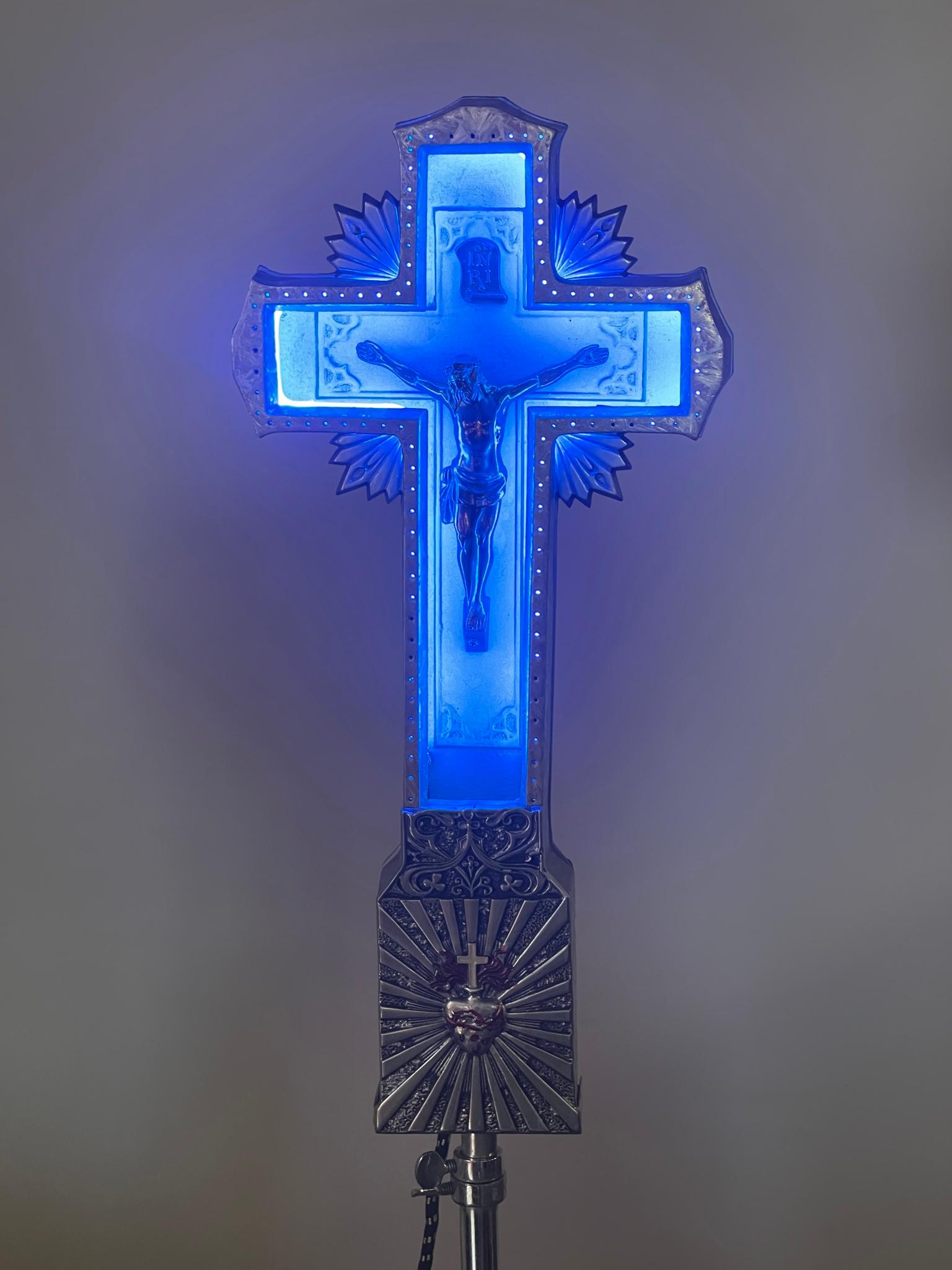 1920s /30s Art Deco Cast Aluminum and Neon Crucifix In Good Condition In Buffalo, NY
