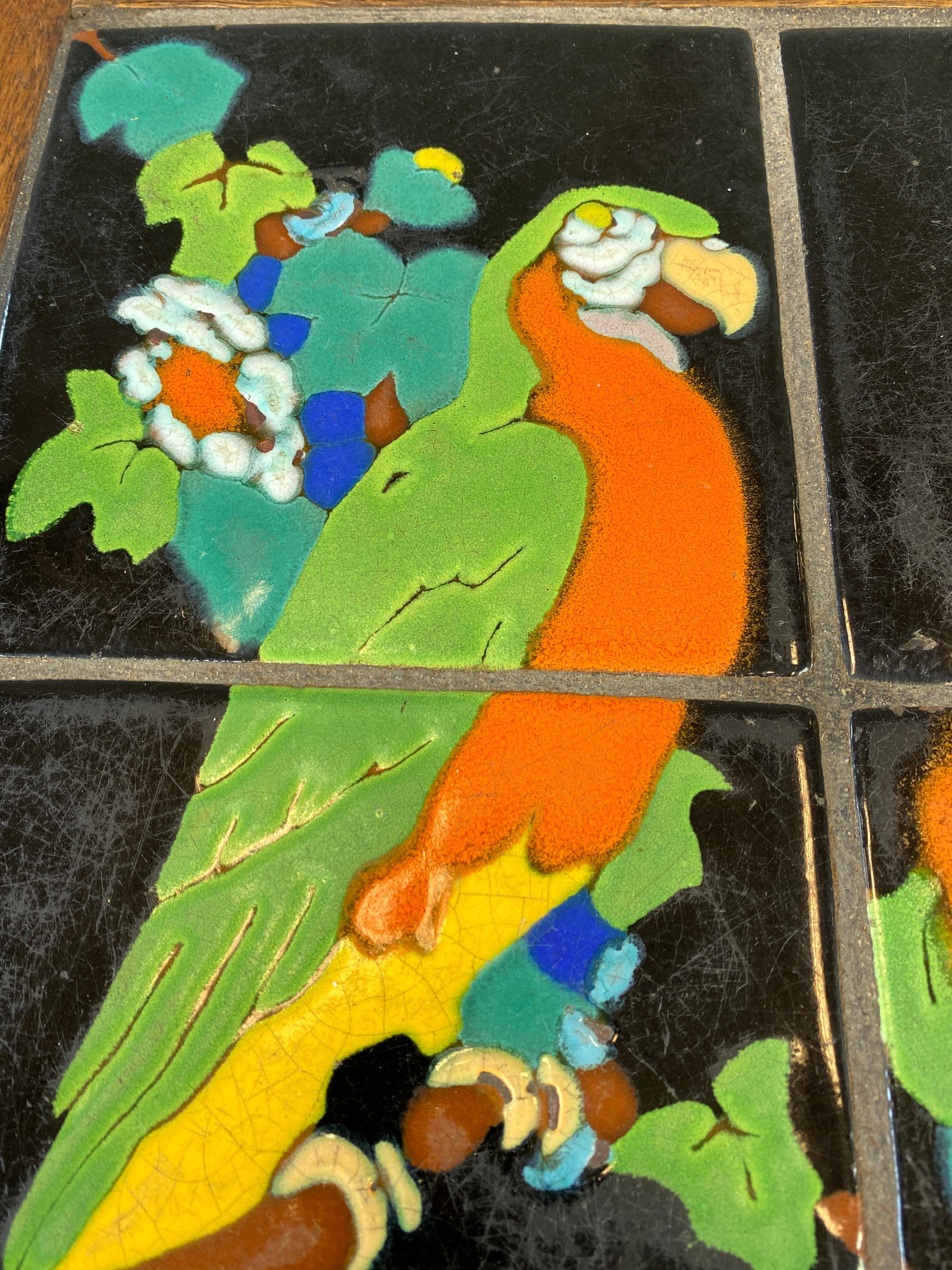 1920s-1930s Catalina Tile Mission Table with Parrots 1