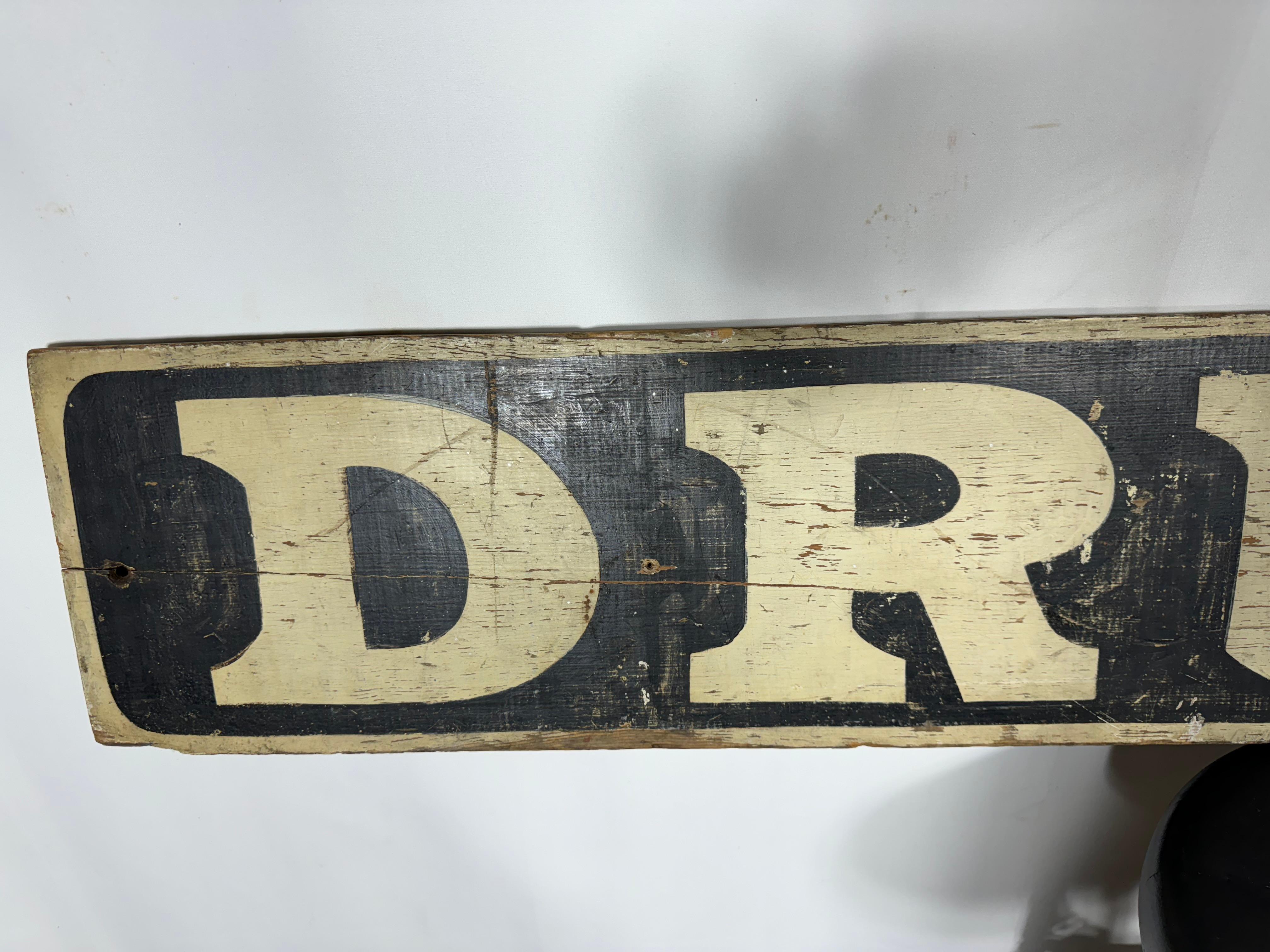Años 20-30 Letrero de madera pintado a mano 