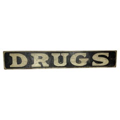 1920's -30's Hand Painted "DRUGS" wood sign