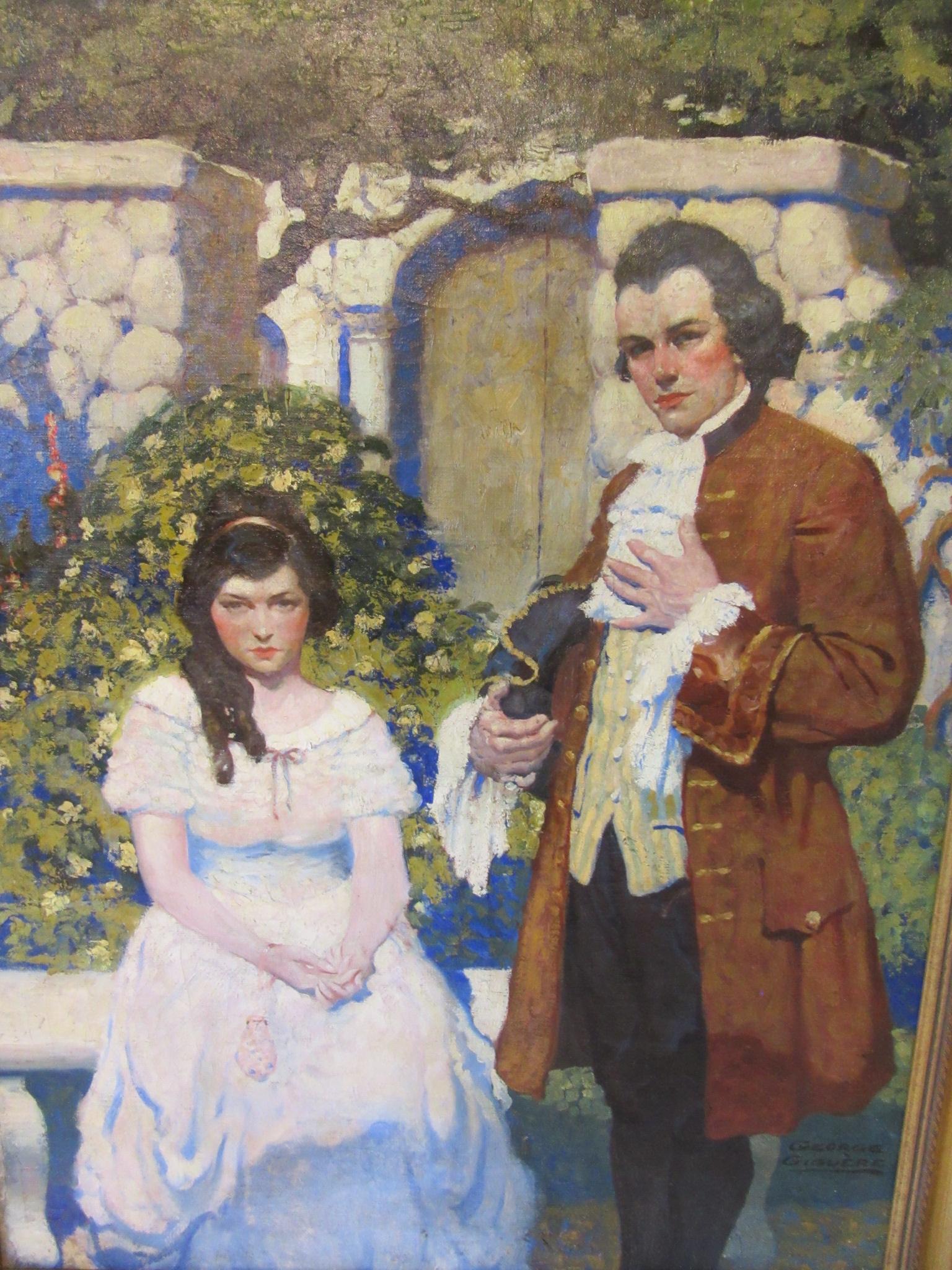 A large very well executed oil painting by listed New York modern impressionist illustration artist George Giguere who's body of work encompassed the golden age of this type of painting 1917-1953. This work depicts the portrait of a young man and