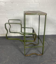 1920s -30s Industrial Pressed steel step stool, wonderful patina , great design