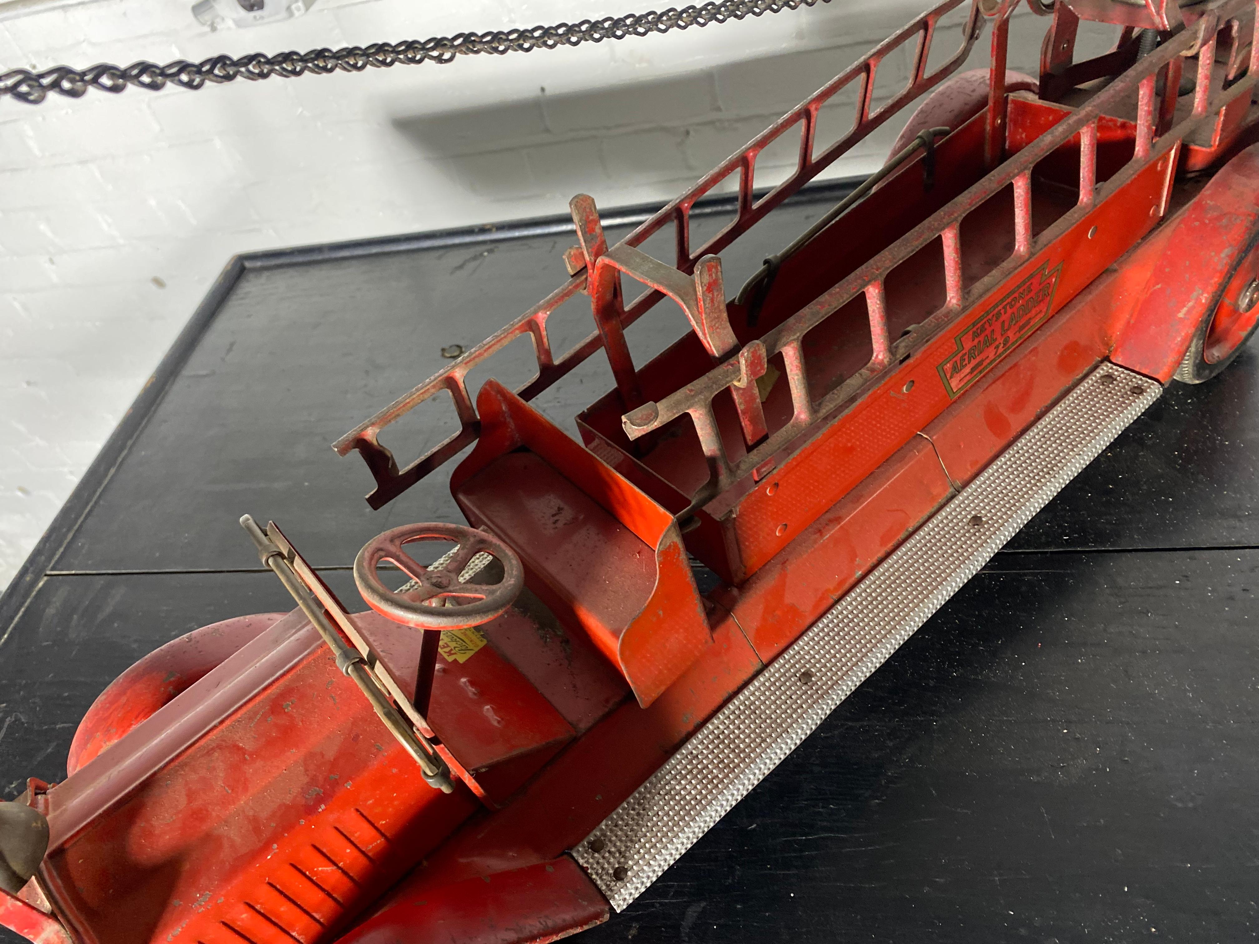 Painted 1920S / 30S kEYSTONE Pressed steel Fire Truck Ariel Ladder 79,  Packard