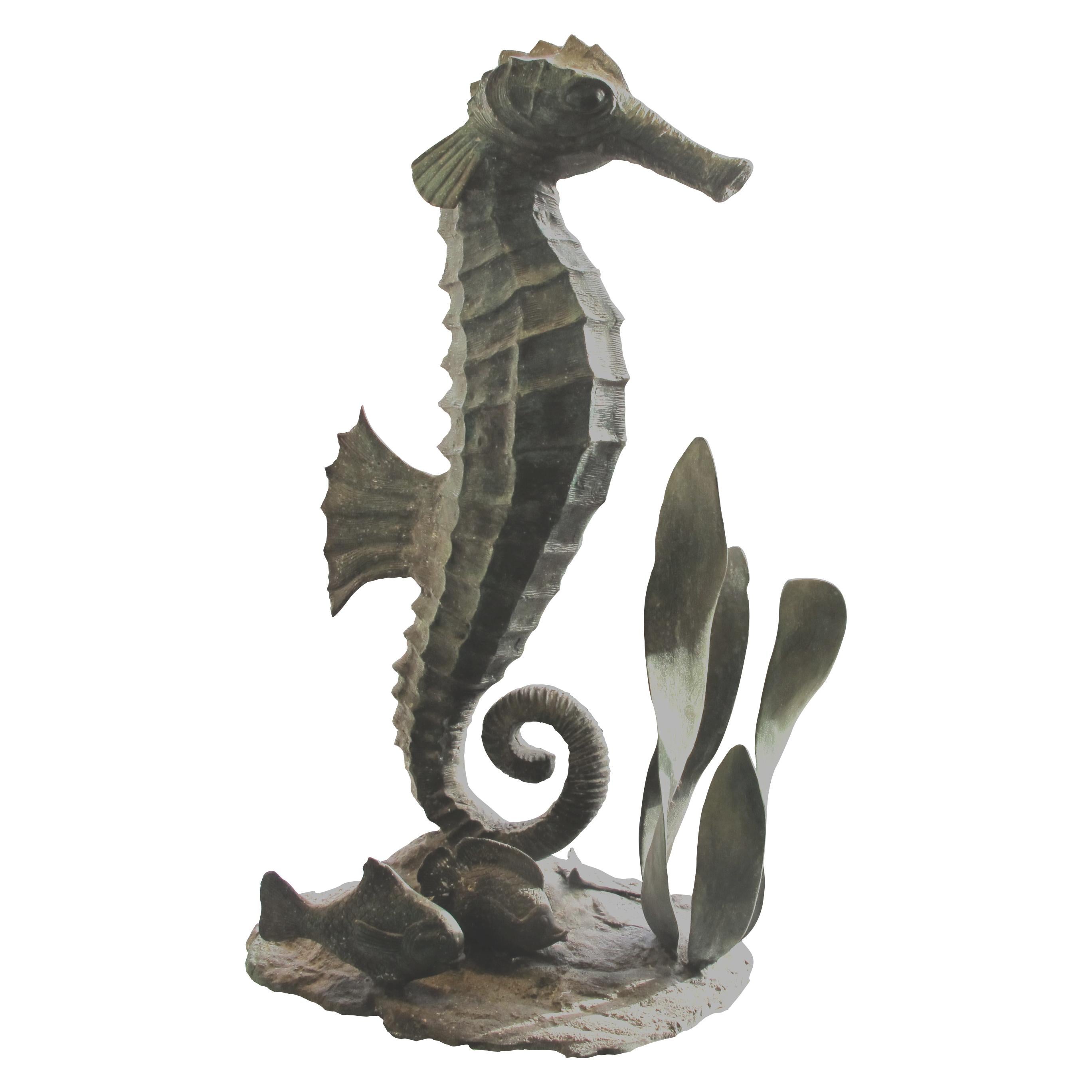 Hand-Crafted 1920s/30s Large French Art Deco Unique Bronze Sculpture of a Sea Horse