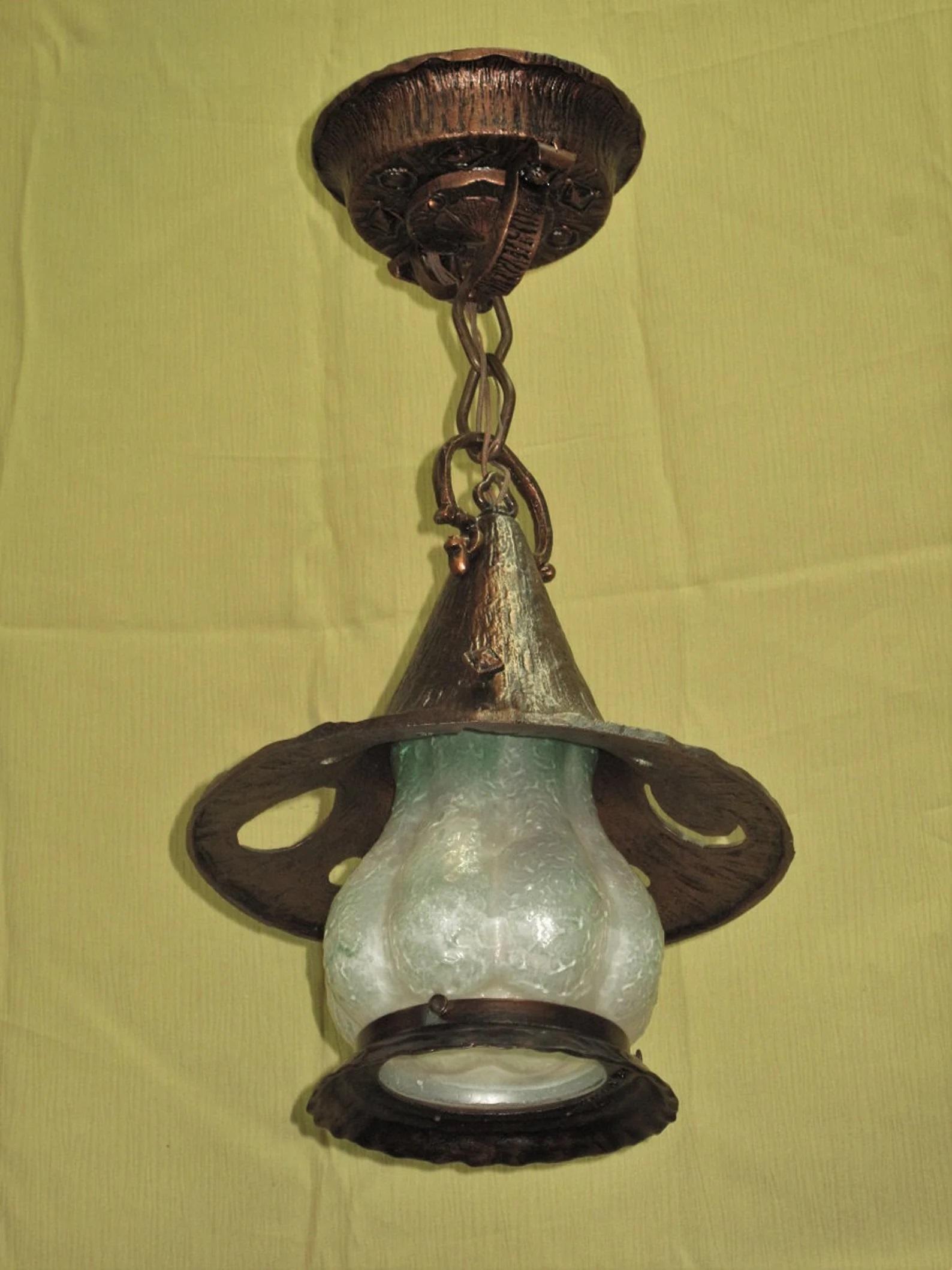 American 1920s / 30s Storybook Style Witches Hat Porch Light with Moon Sun & Stars