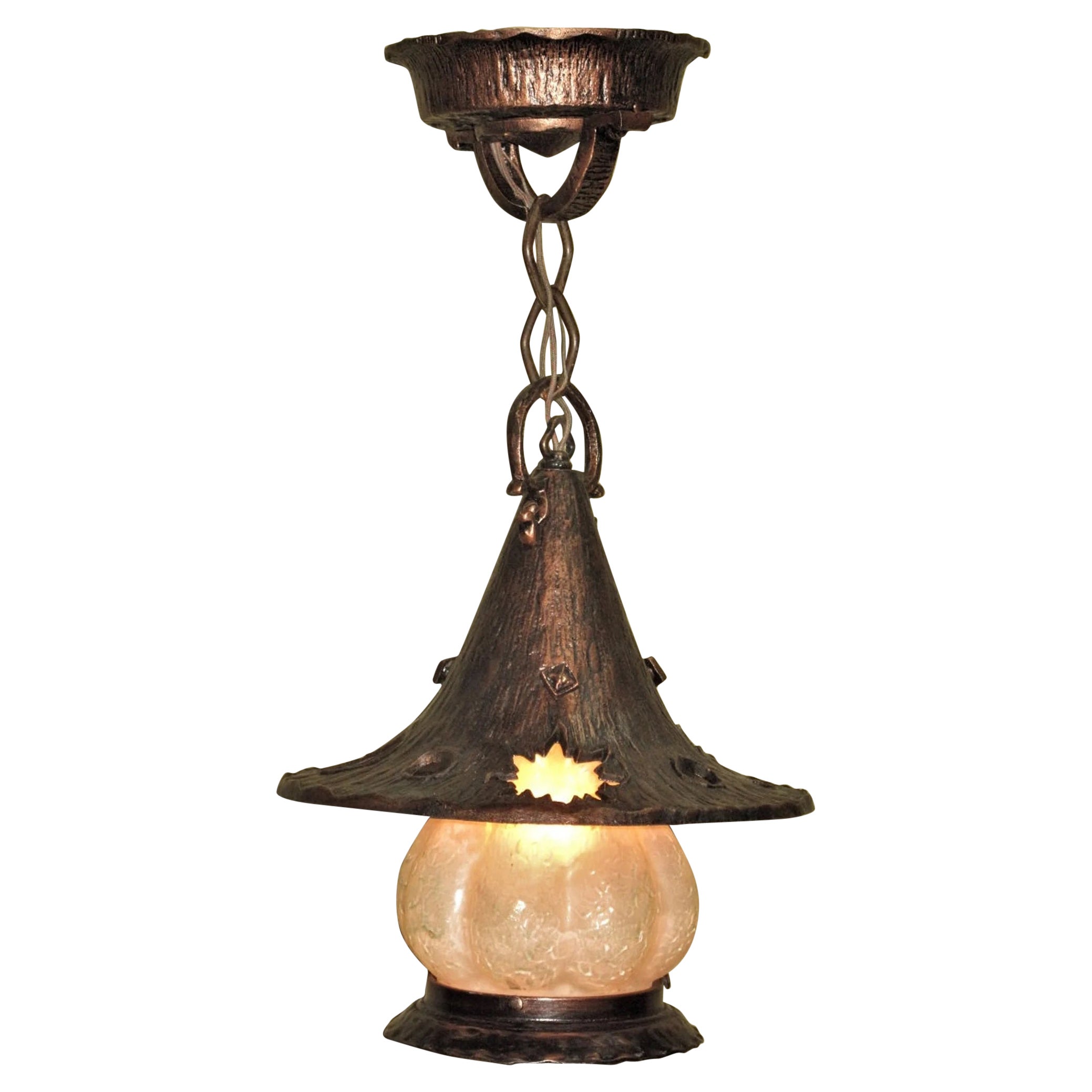 1920s / 30s Storybook Style Witches Hat Porch Light with Moon Sun & Stars