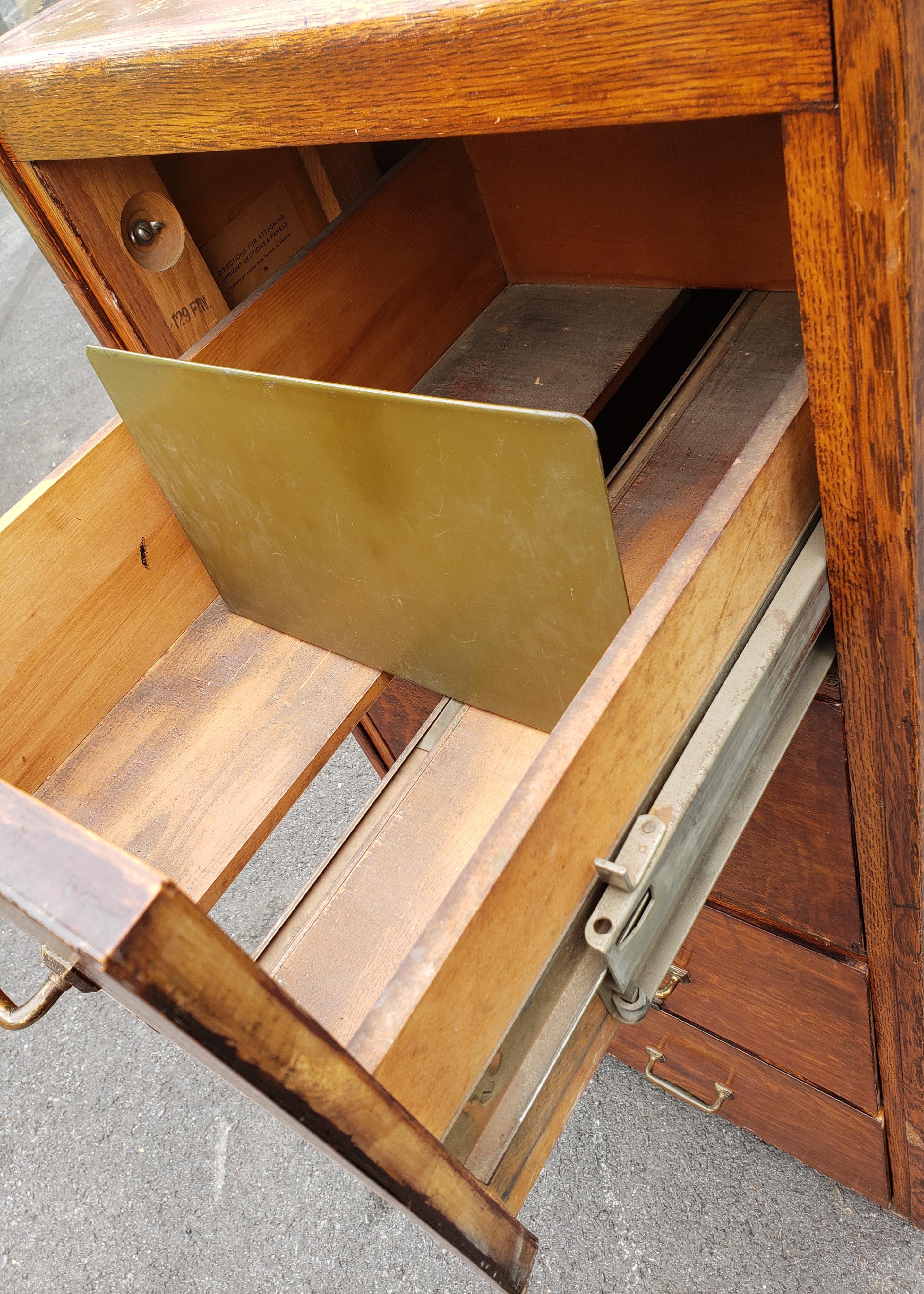 1920s 4-Drawer Solid Oak Filing Cabinet 2