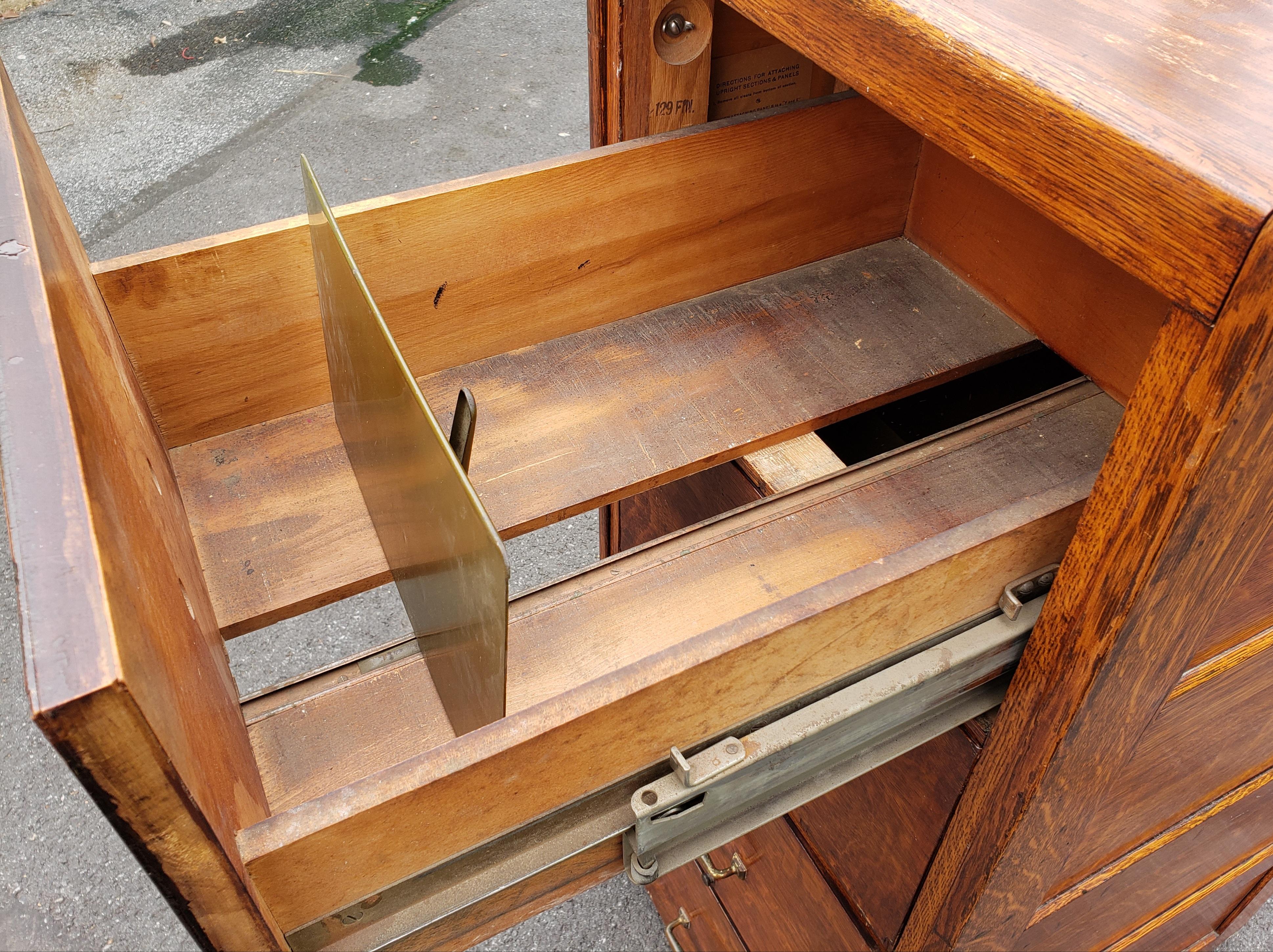 1920s 4-Drawer Solid Oak Filing Cabinet 3